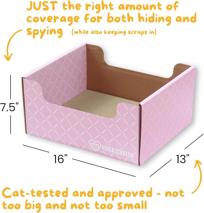 2X Hide & Scratch Cat Scratcher Boxes Plus 2 Scratch Pad Refills