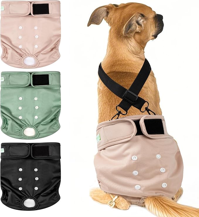 wegreeco XL Reusable Washable Dog Diapers Female with 1PC Suspender, Dogs Period Heat Diapers Female Heat Cycle, XL Medium Large Small Doggie Puppy Diapers for Incontinence (X-Large)