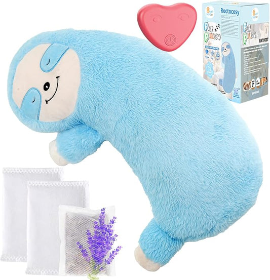 HushHarbor Puppy Heartbeat Toy Pillow, Anxiety Relief Sleep Aid, Sloth-Shaped Protects Neck Dog Plush Toys,Cat Neck Pillow & Pet Calming