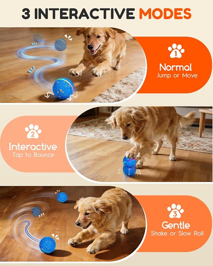 osou Smart Interactive Dog Toys, Automatic Moving Rolling Bouncing Dog Ball for Medium & Large Dog Breeds, E-TPU Durable & Waterproof, with Irregular Motion to Encourage Active Play