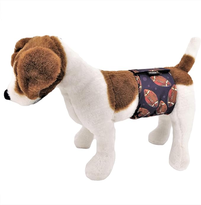 Pack of 3 Male Dog Diapers 4 - Layers of Absorbent Pads Waterproof Leak Proof Belly Band Wrap Washable (L: Waist 16" - 20", Patterned)