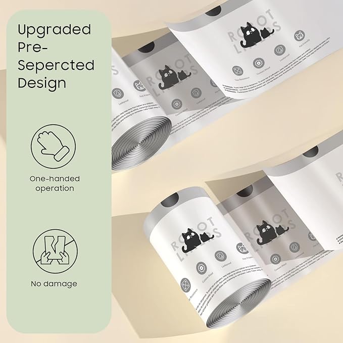 180 Tear-free Bulk Pack Automatic Cat Litter Box Bags, Cat Litter Box Robot Model 5/4/3 Waste Bags, Thick Heavy Duty Sensor-compatible Litter Box Liner 25.2 X 15.7 IN