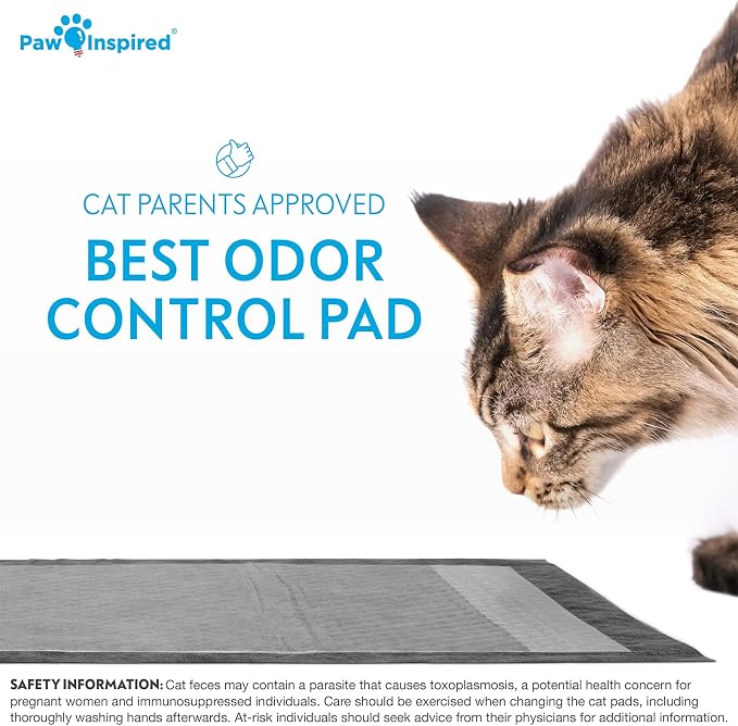 Paw Inspired Cat Pads, Generic Refills for Tidy Cats Breeze Litter Box System, Disposable Kitty Litter Liners for Easy Cleaning, Super Absorbent Pee Pads, 16.9 x 11.4 Inch (Carbon, 20 Count)