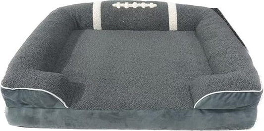 Orthopedic Dog Bed 28x22inch,Egg Crate Foam Pet Bed with Removable Bolsters for Small Dogs & Cats up to 30lbs,Fully Detachable Design& Non-Slip Bottom (Grey, Size M)