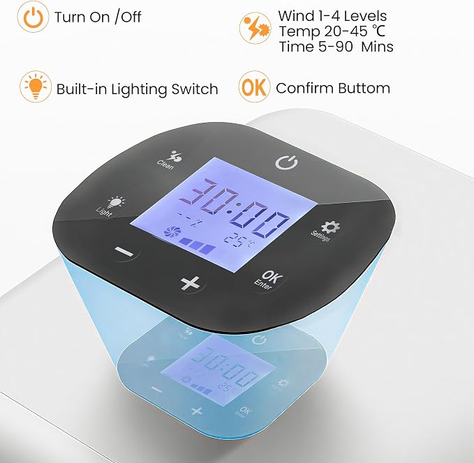 65L Automatic Dog Dryer Box With Smart timer, 360° warm braw and Ultra Quiet Pet Dryer Box with Smart Temperature Control, Cat Dryer for Cat and Small Dogs, White