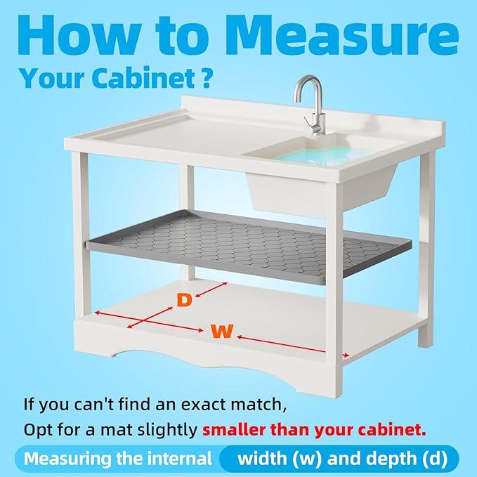 Winisok Silicone Under Sink Mat 40" x 22", kitchen Essentials and Gadgets, Shelf liner and Cabinet Protector, Home Organizers and Storage, Waterproof Bathroom Tray