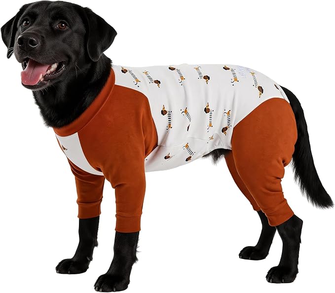 Dog Recovery Suit After Spay-Prevents Lick & Shed (Brown,2XL) | Soft, Breathable cotton onesie protects abdominal surgical areas by preventing licking,scratching,and shedding