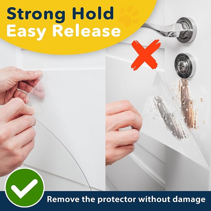 PROTECTO 2 Pack Heavy Duty Door Protector from Dog Scratching, 35.5 x 15.5” Clear Dog Scratch Protector, Easy to Install on Window, Wall, Screen & Sliding Doors, Cat Scratch Guard for Indoor Outdoor