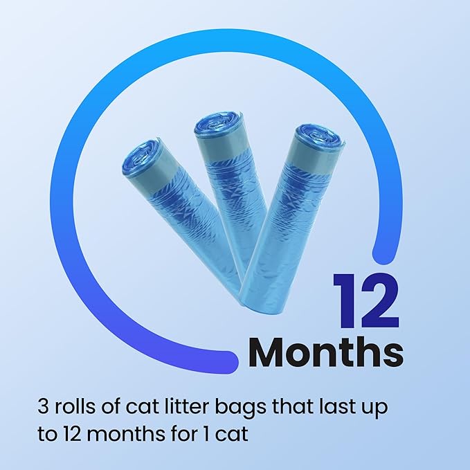 GKJ Cat Litter Refill Bags, 48pcs for Up to 12-Month Supply, Replaced Cat Waste Bags for Litter Trash Can, 7-Layer EVOH Odor Control, One-Pull Seal, No Twisting, No Tying