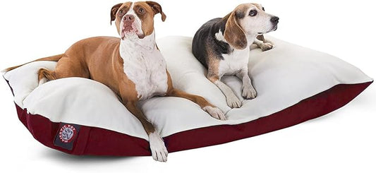Majestic Pet Rectangle X-Large Dog Bed Washable – Removable Slipcover Pet Bed – Dog Crate Bed Super Value Pillow Dog Bed – Dog Kennel Bed for Sleeping - Dog Bed X-Large Breed 42 x 60 Inch – Burgundy
