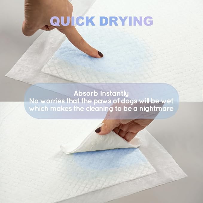 HQ4US 4LEGS Dog Pee Pads, Thick/Ultra Absorbent Puppy Dog Training Pads, Small Size 23.6" x 17.7"，Odor Eliminating Gel, Deodorizing Factors, with Pet Inducer (50 Count)