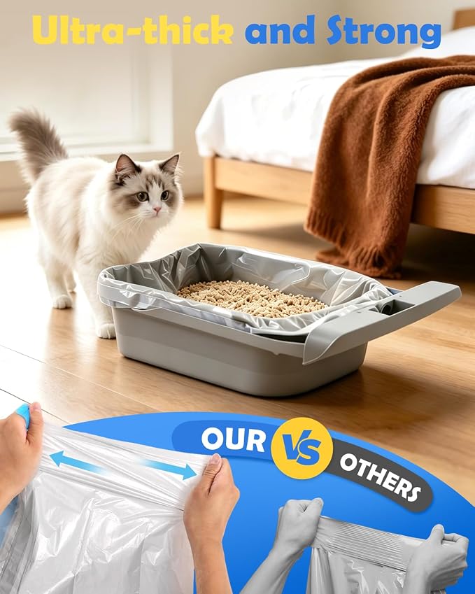 30 Count Automatic Cat Litter Box Liners Bags Compatible with NeakasaM1 Petpivot Autoscooper 11/12 and Similar Open-Top Self-Cleaning Cat Litter Box, Drawstring Handle Heavy Duty Leak-proof, 27*13in