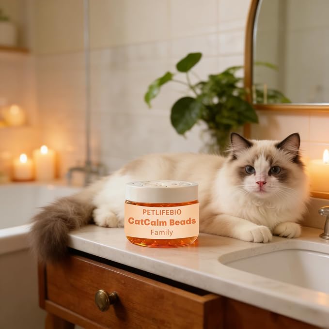 Diffuser to Calm Cats, Cat Calm Beads Family, Cat Calming Diffuser Gel Non Plug in, 3 Pack Cat Anxiety Relief, Lasting 2 Months, Downtime More Peaceful for Pets and Owners Alike. (3pc)