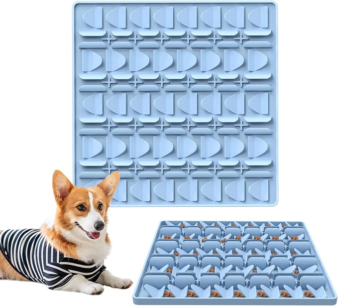 Snuffle Mat for Dogs, Silicone Snuffle Mat Dog Feeding Mat Slow Feeder, Encourages Natural Foraging Dog Sniff Mat, Stress Relief, Smell Training, Digging Toys for All Breed Dogs (Blue)