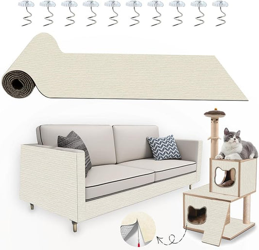 Cat Scratch Furniture Protector, 78.7x15.8inch Adhesive Cat Scratch Pad Deterrent for Furniture, DIY Climbing Cat Scratcher Couch Protector from Cat Claws Scratching for Indoor (White)
