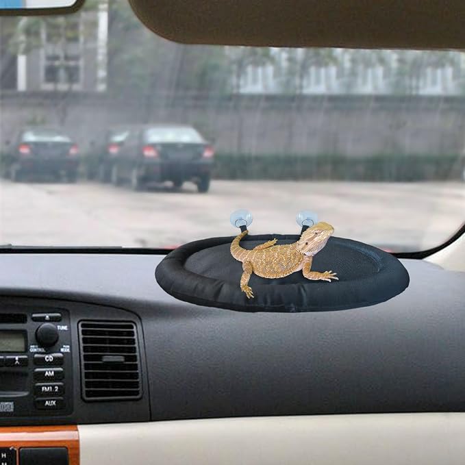 pinklilycare Bearded Dragon Car Pillow with Suction Cups Providing All Around 360° Sunbath for Reptile Bearded Dragon Chameleon Lizard Travel Lounge
