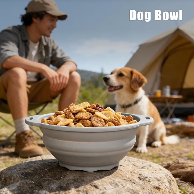 Collapsible Silicone Mixing Bowl - 1800ml(60 fl oz) - BPA Free, Dishwasher Safe, Non-Slip Base Space Saving for Kitchen, Camping & Travel (Blue)