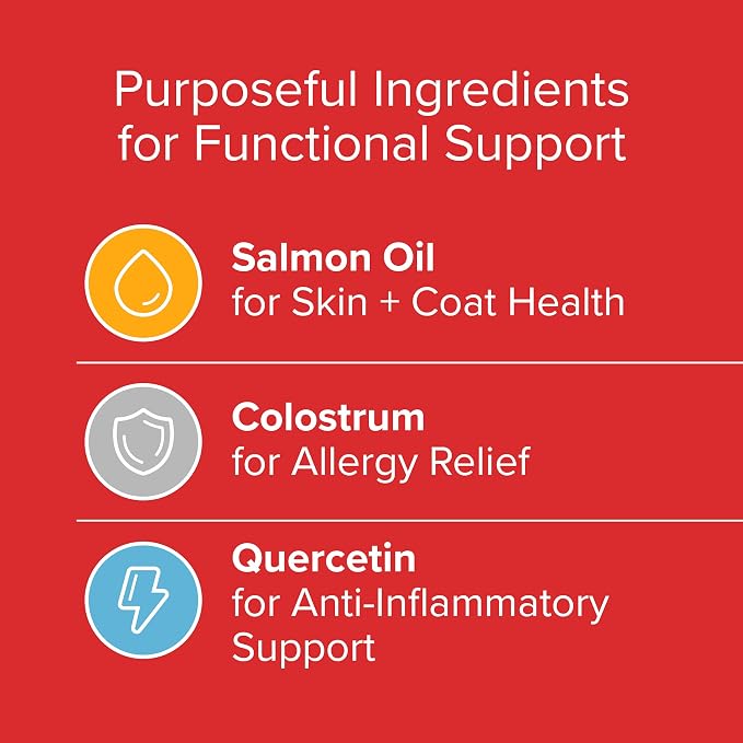 PLATO Pet Treats Air-Dried Wellness Chews for Dogs – Functional Dog Chews – Supports Skin Health & Allergy Relief – Salmon Oil, Colostrum & Quercetin Recipe 16oz