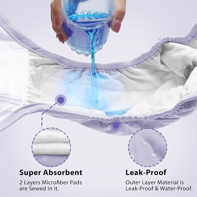 Vecomfy Reusable Female Dog Diapers for Large Dogs,(4 Pack) Easy Absorbent Medium Doggie Diapers for Peeing,in Heat,Dog Period Panties,XXL