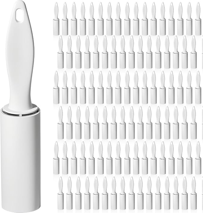 Hushee 100 Pack Mini Lint Rollers 3000 Sheets Travel Size Lint Roller Small Portable Remover for Couch Furniture Clothes Cat Hair Removal 5.9 x 1.1 Inches (White)