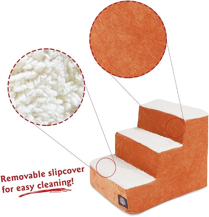 3 Step Portable Pet Stairs By Majestic Pet Products Villa Orange Steps for Cats and Dogs Tangerine