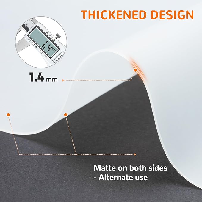 Silicone Mats for Kitchen Counter, Table & Desk, 47"x23" Heat Resistant Countertop Protector, Non-Slip Baking Pad, Dishwasher Safe - No Crease & White Translucent, Warome