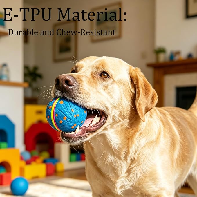 Smart Interactive Dog Toys, 3 Play Modes Smart Moving Bouncing Dogs Ball, E-TPU Moving Dog Toy Ball with RGB Lights, USB Rechargeable, Waterproof Dog Ball, Automatic Dog Toy for Medium & Large Dogs
