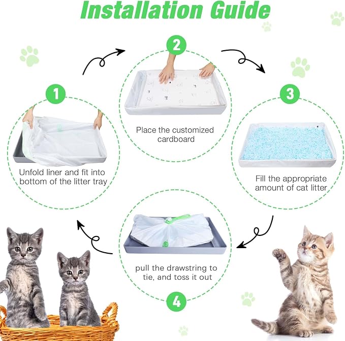 Litter Box Liners Compatible with Pets Scoopfree Litter Box Refill Tray Rectangle Bags with Anti-scratch Cardboard 20 Pack