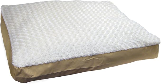 Furhaven Pillow Dog Bed for Medium/Small Dogs w/ Removable Washable Cover - Ultra Plush Faux Fur & Suede Mattress - Cream, Medium