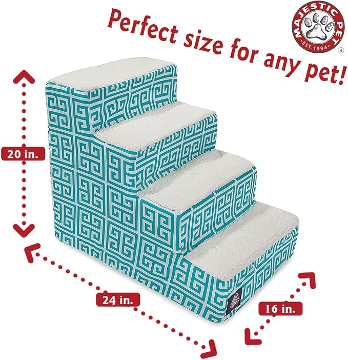 Majestic Pet Portable Pet Stairs | Soft Sherpa Steps Foam Feeling | Steps for Dogs & Cats | Dog & Cat Ramp | Perfect for Bed & Sofa | Indoor Only | Max Weight: up to 250 Lbs, 4 Step, Towers Teal