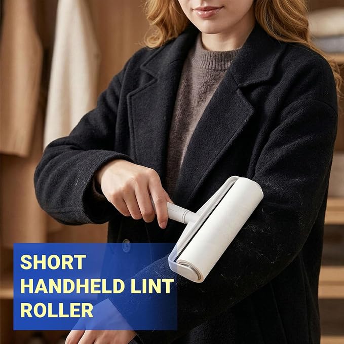 2 Pack Large Pet Hair Lint Roller Set, 9.45" Extra Wide & Extra Sticky Roller, Extendable Long & Short Handle, 6 Refills, Pet Hair & Lint Remover for Floors, Carpet, Couch and Furniture