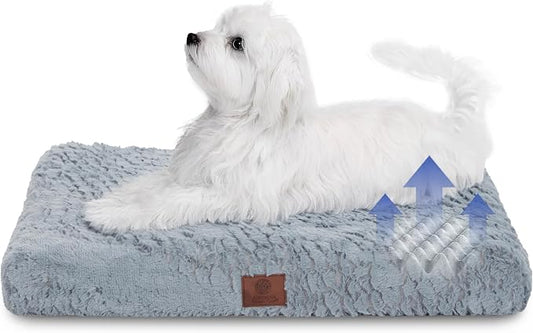 American Kennel Club Orthopedic Memory Foam Dog Crate Mat, Egg Crate Foam Cushion, Washable Cover, Non-Slip Base, Eases Joint Pain, Breathable, Durable, 24x19, Gray