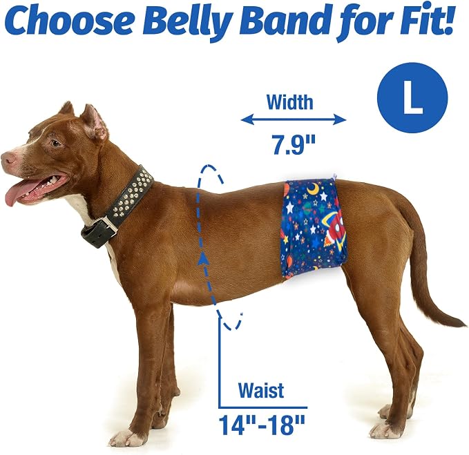 Pet Soft Dog Belly Band - 3 Packs Reusable Dog Diapers Male Dog Diapers Belly Wraps - Washable Dog Belly Bands for Male Dogs (Space, L)