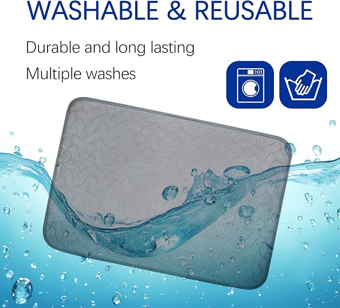 Gentle Purr Washable Pee Pads for Dogs 18" x 24", 2 Pack Reusable Puppy Training Pads, Soft Oeko-TEX Certified Polyester Top, Absorbent Non-Slip Crate Liners for Puppies and Small Dogs, Gray