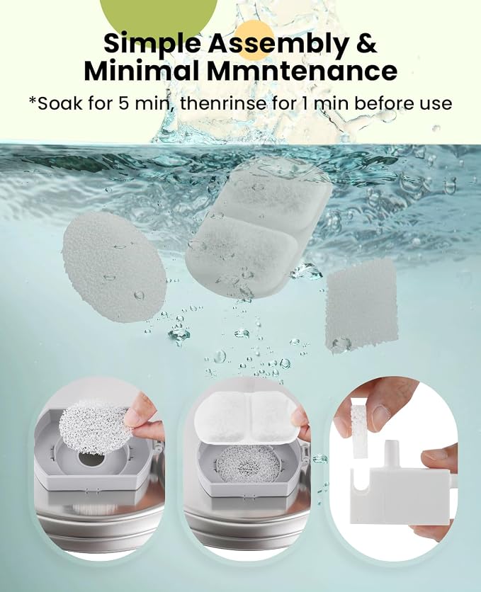 oneisall 8 Set Filters for PWF-002 Dog Fountain | Contain 8Sets Filter,Higher Adsorption Efficiency,Wide Compatibility,Dual Pump Protection, Lower Long-term Pet Expenses