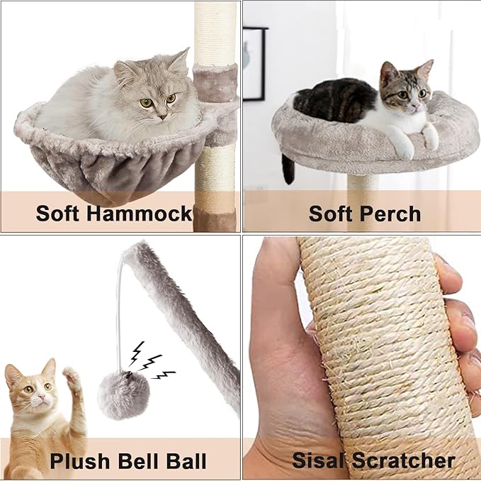 Timberer Litter Box Enclosure with Cat Tree, 2-in-1 Hidden Litter Box Furniture with Scratching Post, Modern Cat Condo, White