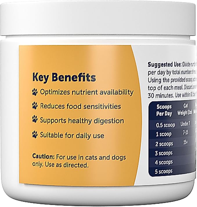 Animal Biome Daily Digest 60g– Digestive Enzyme Powder for Dogs & Cats, Supplement for Dogs with S. Boulardii, & Slippery Elm, Supports Healthy Digestion & Nutrient Breakdown, Sprinkle-on Food Topper