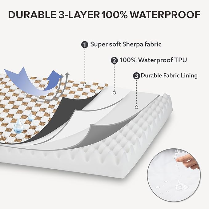 JOEJOY Dog Bed for Large Dogs, Large Orthopedic Dog Bed with Removable Washable Cover, Cute Modern Plush & Memory Egg Crate Foam Dog Bed, 36 x 27 inch, Brown