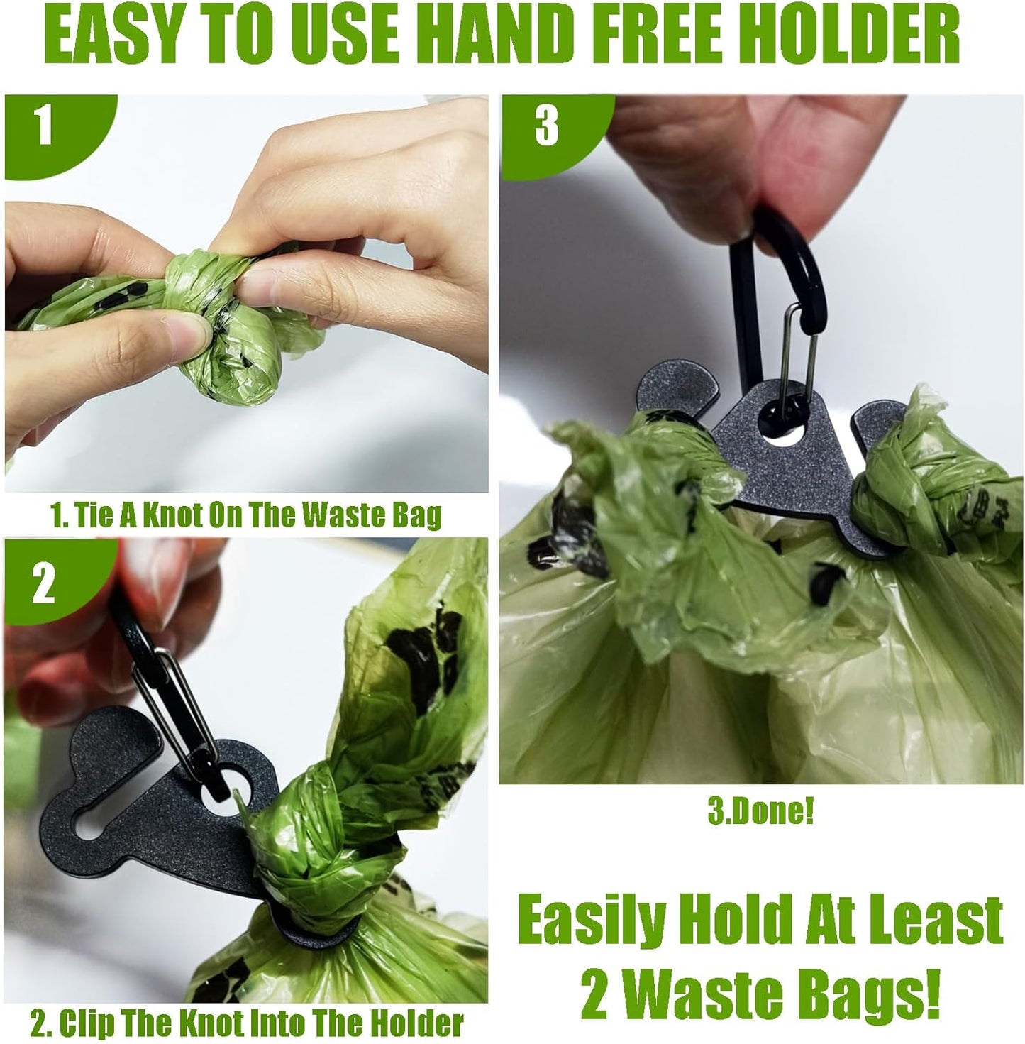 2Packs Dog Poop Bag Holder for Leash Attachment Dog Poop Bag Dispenser Dog Waste Bag Dispensers Dog Poop Bag Holders Fit Dog Leash Accessory With Hand Free Holder Carriers, Pink & Black