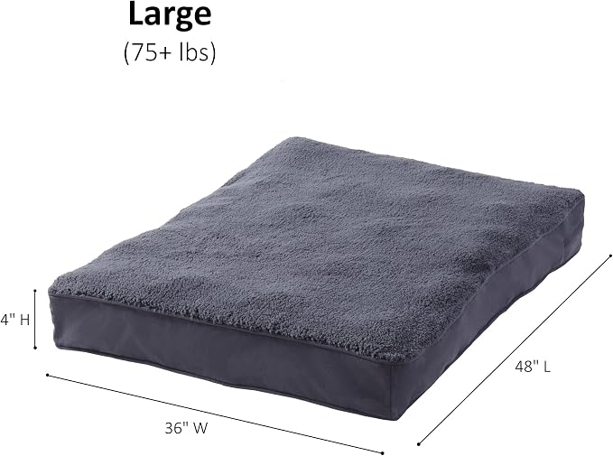 Happy Hounds Daisy Deluxe Supportive Sherpa Dog Bed, Large (48 x 36 in.), Prussian Blue