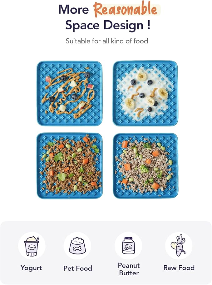 LE TAUCI PET Slow Feeder Dog Bowl, 7.5 Inch Lick Mat for Medium and Large Breed, Anxiety Relief Licking Mat, Puzzle Feeder for Peanut Butter, Treats, Pet Enrichment Toys, Cross Blue