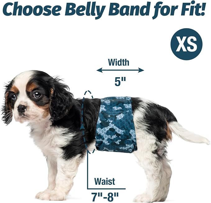 Pet Soft Dog Belly Band - 3 Packs Reusable Dog Diapers Male Dog Diapers Belly Wraps - Washable Dog Belly Bands for Male Dogs (Army, XS)