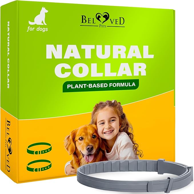 Beloved Pets Plant-Based Dog Collar, 6 Month Wear, 2 Count, Adjustable Collar for Dogs with Botanical Oils, Everyday Skin & Coat Comfort (1 Pack, 2 Count)