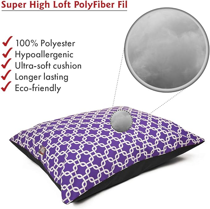 Majestic Pet Super Value Large Rectangle Washable Non Slip Comfy Dog Bed - Crate Kennel Bed for Large Breeds 46 x 35 Inch - Links Purple
