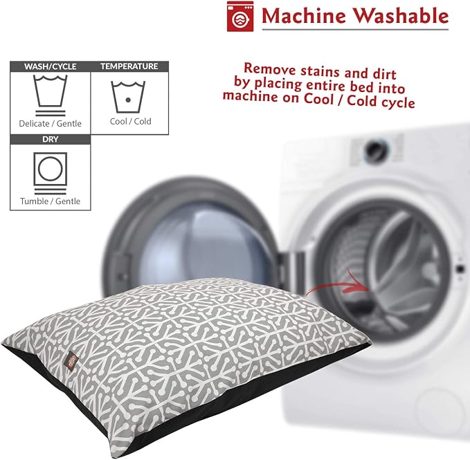 Majestic Pet Rectangle Large Dog Bed Washable – Non Slip Comfy Pet Bed – Dog Crate Bed Super Value Pillow Dog Bed – Dog Kennel Bed for Sleeping - Dog Bed Large Breed 46 x 35 Inch – Aruba Gray