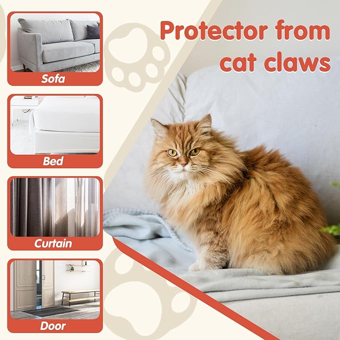 Secopad 18 PCS Large Cat Scratch Furniture Protector, Transparent Couch Protector from Cat Claws, Single-Sided Self Adhesive Anti Pet Deterrent Sofa Cover, 17IN (Pack of 2)