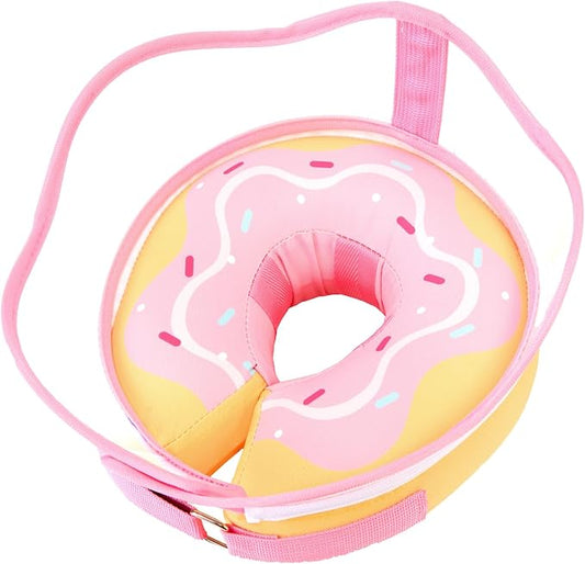 Inflatable Dog Donut Collar with Removable Clear Protective Shield, Soft Pet Recovery E-Collar for Dogs After Surgery, Adjustable Elizabethan Collar to Prevent Licking Biting Scratching (Pink, Medium)