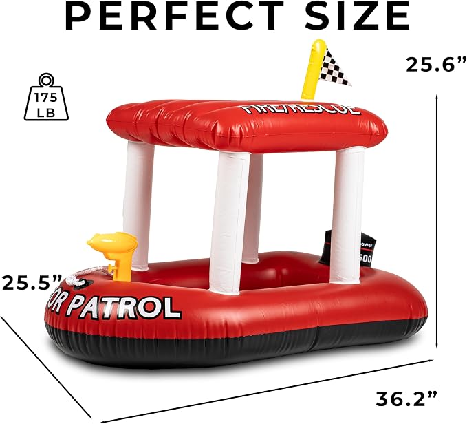 Police Boat Inflatable Pool Floats Kids, Toddler Harbor Master Police Patrol Inflatable Boat Pool Float Ride On, Fun Water Toy Squirter Pool Toy, Police & Fire Rescue Theme Pool Raft for Boys, Girl
