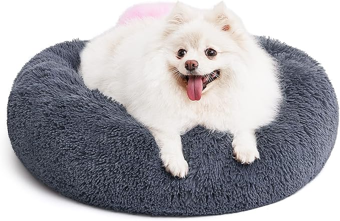 MIXJOY Orthopedic Dog Bed Comfortable Donut Cuddler Round Pet Beds Ultra Soft Washable Dog and Cat Cushion Bed (23'', Dark Gray)