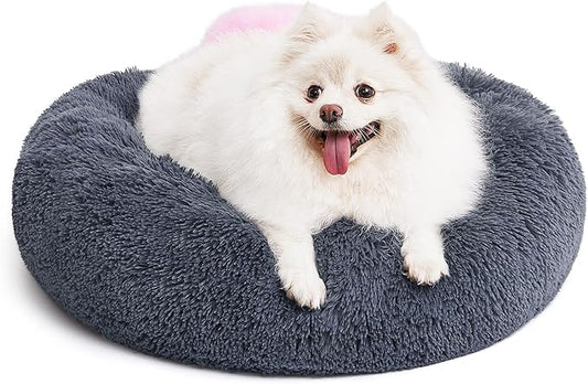 MIXJOY Orthopedic Dog Bed Comfortable Donut Cuddler Round Pet Beds Ultra Soft Washable Dog and Cat Cushion Bed (23'', Dark Gray)